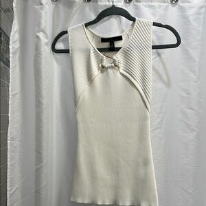 White House Black Market Cream Ribbed Sleeveless Tank Top